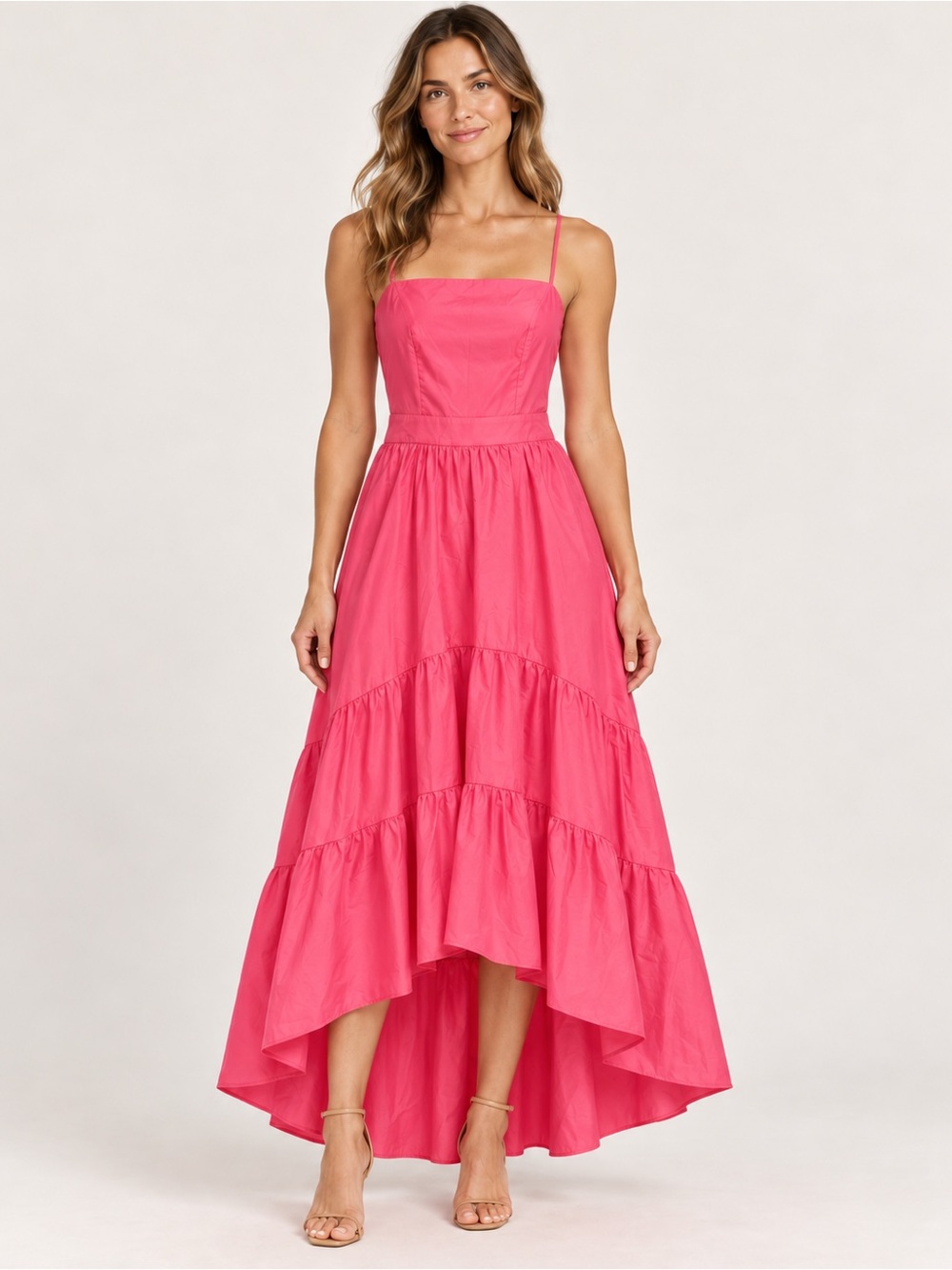 NWT Few Moda O.P.T. Dionne Pink High-Low  Maxi Dress Spaghetti Straps w/Low Back